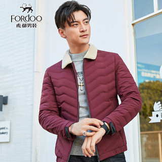 虎都（FORDOO）羽绒服男 2019冬季新款男士衣服加厚保暖时尚立领短款羽绒服男 1809 红色 175/L