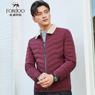 虎都（FORDOO）羽绒服男 2019冬季新款男士衣服加厚保暖时尚立领短款羽绒服男 1809 红色 170/M