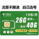 中国电信 全国通用无限流量上网卡通话卡 (绝版卡)19/月26G通用40G定向+自选号