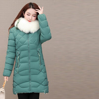 sustory 女装 2019年冬季加厚大码修身显瘦韩版外套中长款棉服 QDsu402 绿色 M
