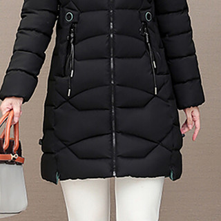 sustory 女装 2019年冬季加厚大码修身显瘦韩版外套中长款棉服 QDsu402 黑色 2XL