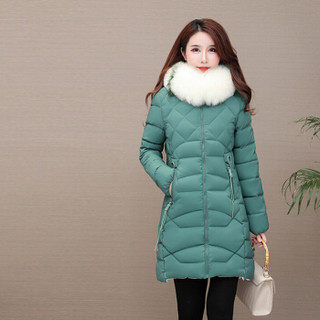 sustory 女装 2019年冬季加厚大码修身显瘦韩版外套中长款棉服 QDsu402 绿色 L