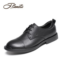 宾度 （J.Benato ） 英伦男士商务皮鞋男头层牛皮系带德比鞋  T8R871 黑色 40