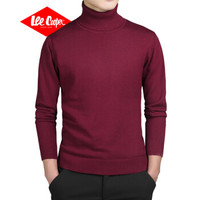 Lee Cooper  针织衫男士 2020春秋新款纯色套头高领修身毛衣休闲长袖打底针织衫男 XL-XR204 酒红色 XL
