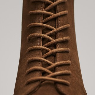 Massimo Dutti JOIN LIFE系列女士绑带绒面皮踝靴6219021 棕色