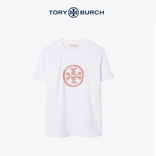 TORY BURCH 汤丽柏琦 女士纯棉圆领亮片LOGO短袖T恤75868