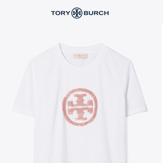 TORY BURCH 汤丽柏琦 女士纯棉圆领亮片LOGO短袖T恤75868