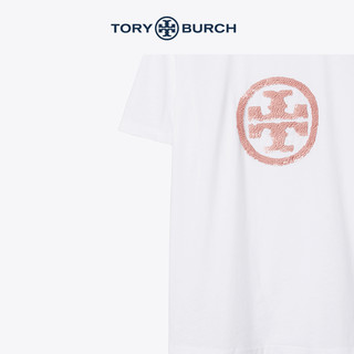 TORY BURCH 汤丽柏琦 女士纯棉圆领亮片LOGO短袖T恤75868