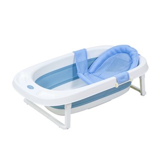 贝慢慢 婴儿可折叠浴盆 天空蓝浴盆+浴网 88*49*11cm