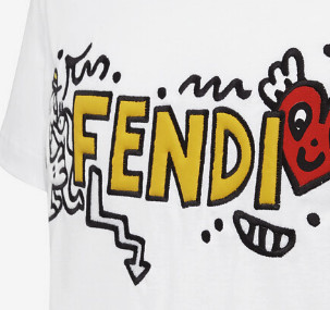 FENDI 芬迪 七夕限定系列王嘉尔同款男士圆领印花短袖T恤FAF532AEM5F0ZNM 白色S 、