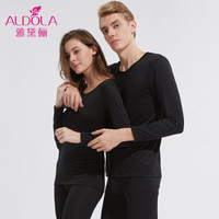 雅黛俪保暖内衣男女士薄款亲肤舒适秋衣秋裤情侣款性感保暖套装DYL81612 男款 黑色 M