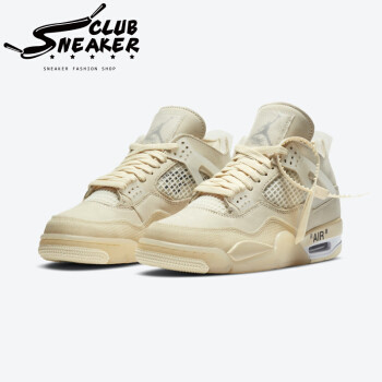 OFF-WHITE x 耐克NIKE Air Jordan 4 “Sail” OW联名AJ4乔4篮球鞋（XX仓