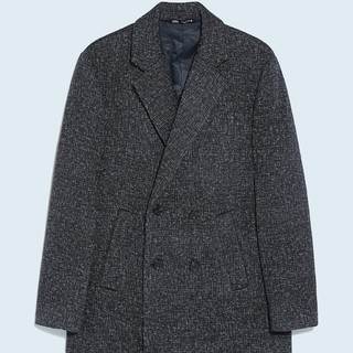 ZARA 男士混纺针织舒适型大衣07380610801 煤灰色S