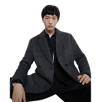 ZARA 男士混纺针织舒适型大衣07380610801 煤灰色S