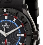 EDOX 依度 Class 1 GMT WorldTimer系列 93005-37N-NOBU 男款机械表 43mm 黑色 黑色 橡胶