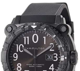 HAMILTON 汉米尔顿 卡其海军系列 H78575383 男士机械手表 46mm 黑盘 黑色橡胶带 圆形