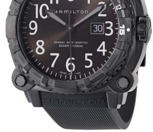 HAMILTON 汉米尔顿 卡其海军系列 H78575383 男士机械手表 46mm 黑盘 黑色橡胶带 圆形