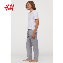 纯棉睡裤 Hm 男装家居服春装新款宽松睡裤格纹纯棉休闲裤子男 什么值得买