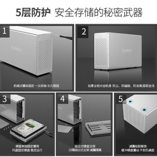 奥睿科（ORICO） 硬盘柜3.5英寸多盘位硬盘盒SATA串口全铝台式机外置盒 五盘位-WS500RU3(带阵列）