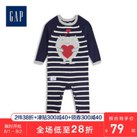 Gap婴儿舒适长袖连体衣春524337 男婴宝宝童趣织纹洋气爬服 *4件