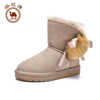 骆驼 CAMEL牌 雪地靴女时尚甜美舒适保暖套筒厚底 W84519500 卡其 36/230码