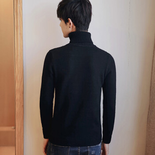 富铤（FORTEI ）毛衣男士针织衫新款修身保暖防寒打底套头高领毛线衣服男装 FT2500 黑色 XL
