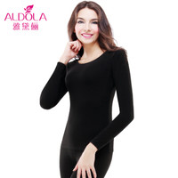 雅黛俪保暖内衣男女士圆领棉质基础打底薄款情侣纯色秋衣秋裤套装DYL41600-1 女款 黑色 L