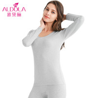 雅黛俪保暖内衣男女士圆领棉质基础打底薄款情侣纯色秋衣秋裤套装DYL41600-1 女款 浅灰 XL