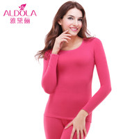 雅黛俪保暖内衣男女士圆领棉质基础打底薄款情侣纯色秋衣秋裤套装DYL41600-1 女款 玫红 L