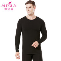 雅黛俪保暖内衣男女士圆领棉质基础打底薄款情侣纯色秋衣秋裤套装DYL41900-1 男款 黑色 XXL