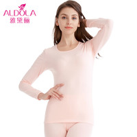 雅黛俪保暖内衣男女士圆领棉质基础打底薄款情侣纯色秋衣秋裤套装DYL41600-1 女款 虾粉 XL