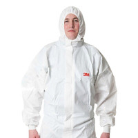 3M 4535防护服 白色带帽连体 化学防喷溅 防尘服 L