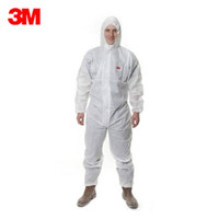 3M 透气带帽连体防护服 工装服 工作服套装 4515 白色 L