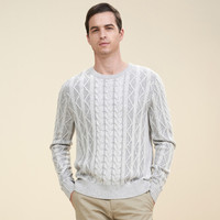 雪莲 SNOW LOTUS 秋冬混纺圆领时尚男套头衫羊绒衫男 773053 白花灰色 XL