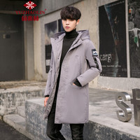 俞兆林(YUZHAOLIN)羽绒服 男士时尚简约中长款印花保暖外套B235-91862灰色M