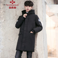 俞兆林(YUZHAOLIN)羽绒服 男士时尚简约中长款印花保暖外套B235-91862黑色L