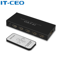 IT-CEO HDMI切换器5进1出 五进一出 高清3D视频分配器 电脑盒子接电视显示器线带遥控 显示器共享 黑 J01385