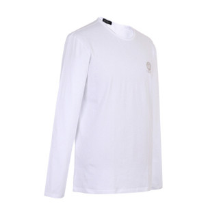 范思哲 VERSACE 奢侈品 男士棉氨纶圆领长袖T恤 白色 AUU01007 AC00059 A001 6码/XL码