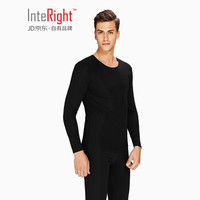 INTERIGHT保暖内衣男 30莫代尔 柔软亲肤 圆领随心裁 男士套装 黑 XXL