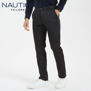 诺帝卡（NAUTICA TAILORED）2020春季刺绣直筒西裤男士商务长裤子纯色经典 NXK96271 黑色 42(190/106C)