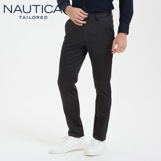 诺帝卡（NAUTICA TAILORED）2020春季刺绣直筒西裤男士商务长裤子纯色经典 NXK96271 黑色 42(190/106C)