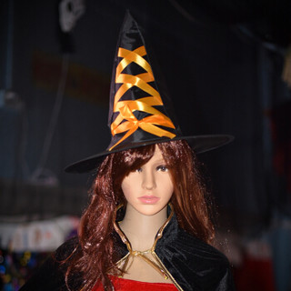 新新精艺 万圣节尖顶帽子装饰品装扮道具 魔法师魔术帽巫师表演狂欢化妆舞会派对cosplay角色扮演 成人橙色款