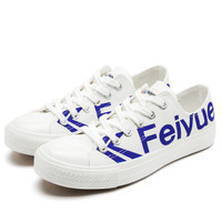 feiyue/飞跃 飞跃帆布鞋低帮涂鸦印字帆布鞋情侣款潮流男鞋女鞋小白鞋-2040系列 2040白蓝 35