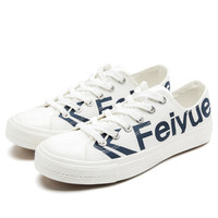 feiyue/飞跃 飞跃帆布鞋低帮涂鸦印字帆布鞋情侣款潮流男鞋女鞋小白鞋-2040系列 2044白深蓝 43