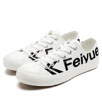 feiyue/飞跃 飞跃帆布鞋低帮涂鸦印字帆布鞋情侣款潮流男鞋女鞋小白鞋-2040系列 2043白黑 44