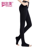 舒尔美 医用静脉曲张弹力袜 男女通用治疗型压力袜 一级连裤袜 黑色露趾 L