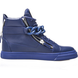 Giuseppe Zanotti 朱塞佩·萨诺第 男士蓝色牛皮拉链高帮休闲鞋 RM5005 00105 40码