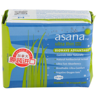京东PLUS会员：asana 阿莎娜 超薄棉面日用卫生巾 240mm 10片 *2件