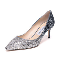 周仰杰 JIMMY CHOO 女士闪光面料高跟鞋银蓝色渐变 ROMY 60 BRE 173 SILVER DUSK BLUE 37码