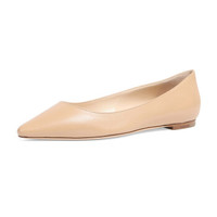 JIMMY CHOO 周仰杰 女士ROMY FLAT系列卡其色羊皮尖头平底鞋 ROMY FLAT KID NUDE 8/38